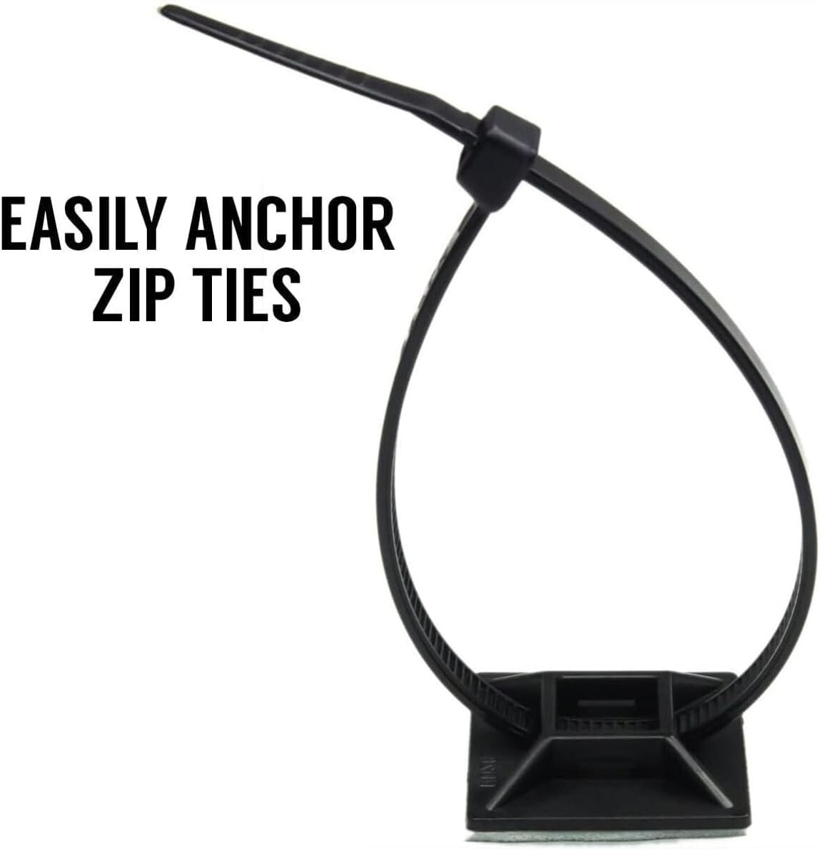 1″ Self Adhesive Cable Zip Tie Mounts with 7″ Zip Ties each 100pcs Organizing