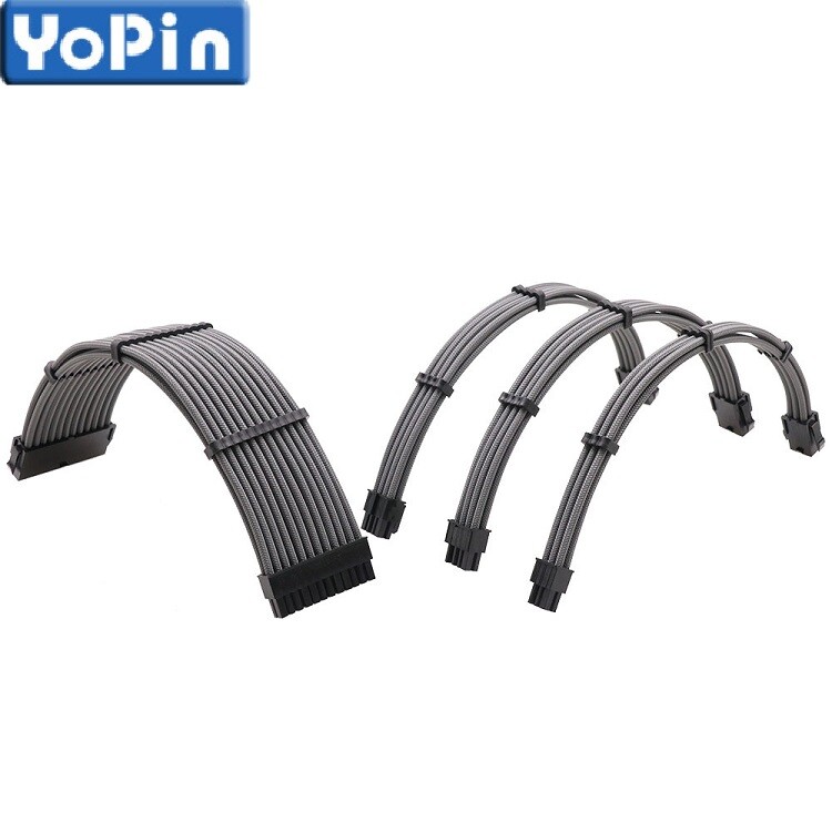 Braided ATX Sleeved Extension Cable for Power Supply 24Pin 6Pin 8Pin 4+4Pin Lot