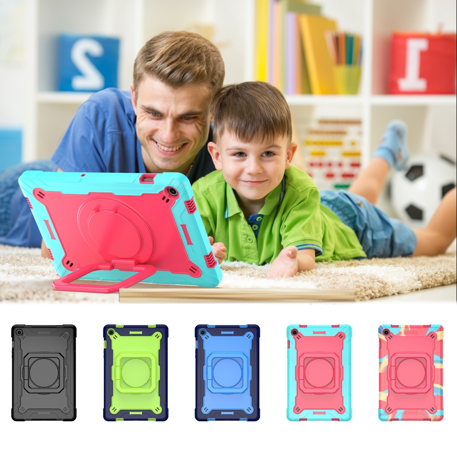 For Samsung Galaxy Tab A11+ Plus Rotating Case with Ring Handle & Shoulder Strap