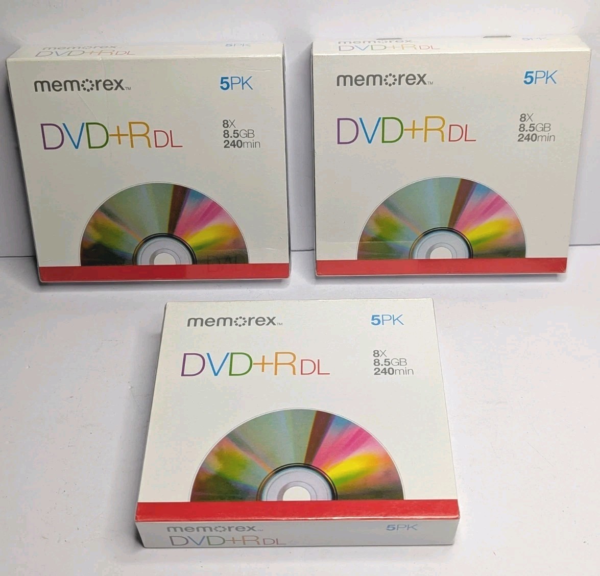 3 Memorex DVD+R DL Dual Layer 5 Pack Sealed DVD+RDL New Sealed 8x 8.5 GB 240 min