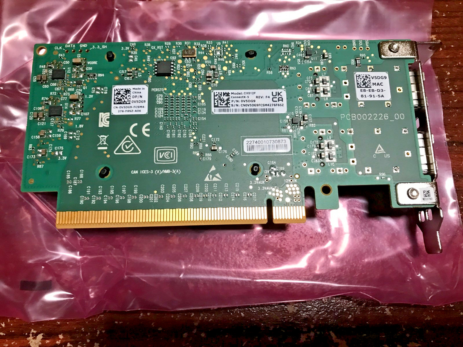 Dell 0V5DG9 V5DG9 Connectx5 25GBE 2-Port SFP28 PCI EN Network Interface Card New