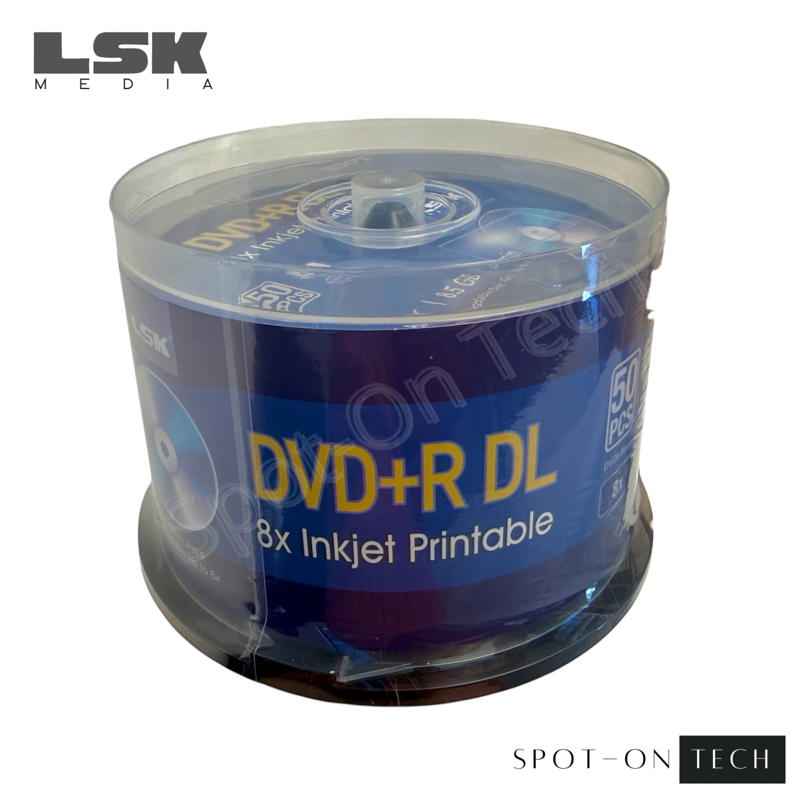 100 LSK DVD DVD+R DL 8x Dual Double Layer White Inkjet print 8.5GB 240Min Dup hp