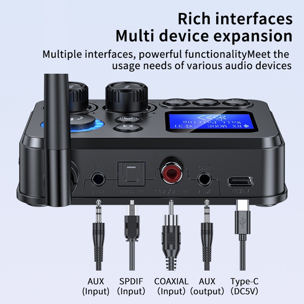 RX/TX Bluetooth 5.4 Transmitter Receiver 3.5mm AUX TV Home Stereo Audio Adapter+
