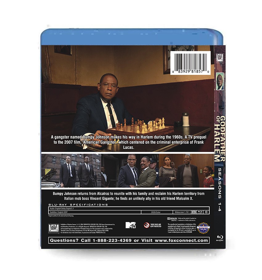 Godfather of Harlem season 1-4 Episodes 1-40 (4BD) Box Set English