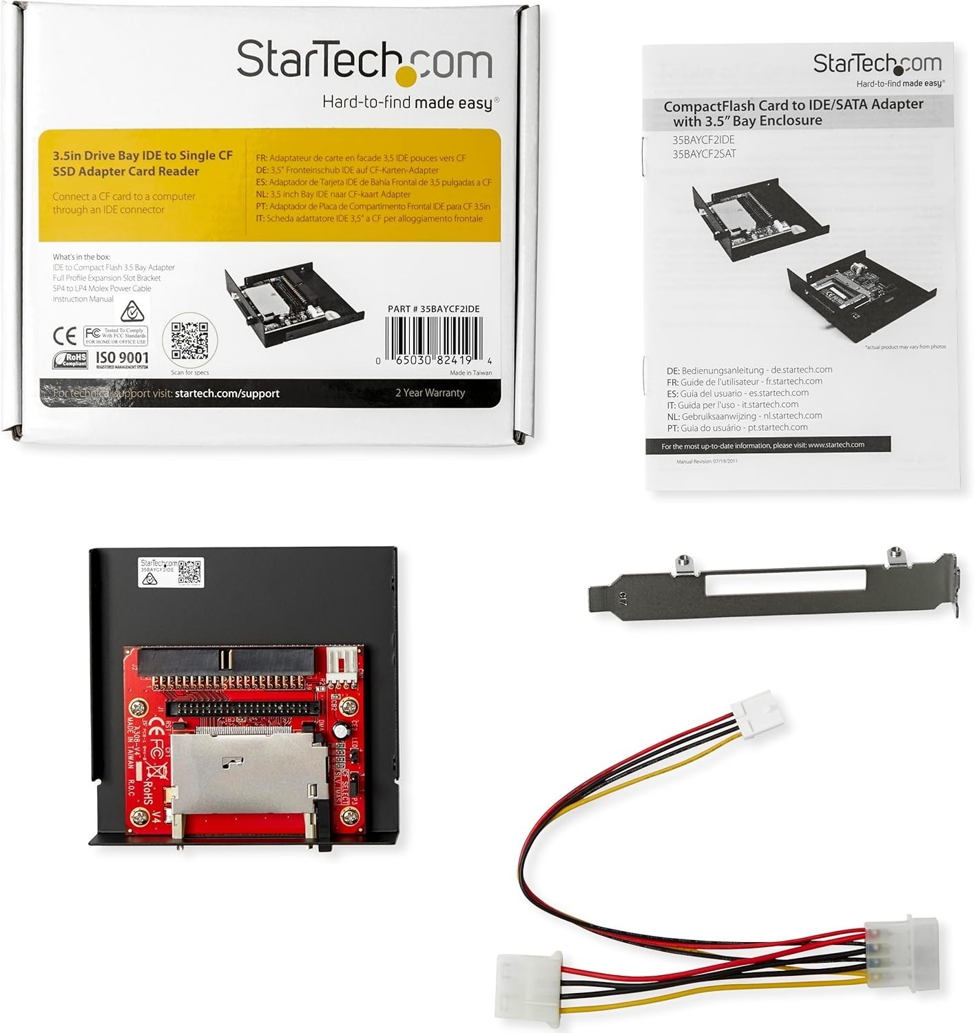 StarTech.com 3.5in Drive Bay IDE to Single CF SSD Adapter Card Reader
