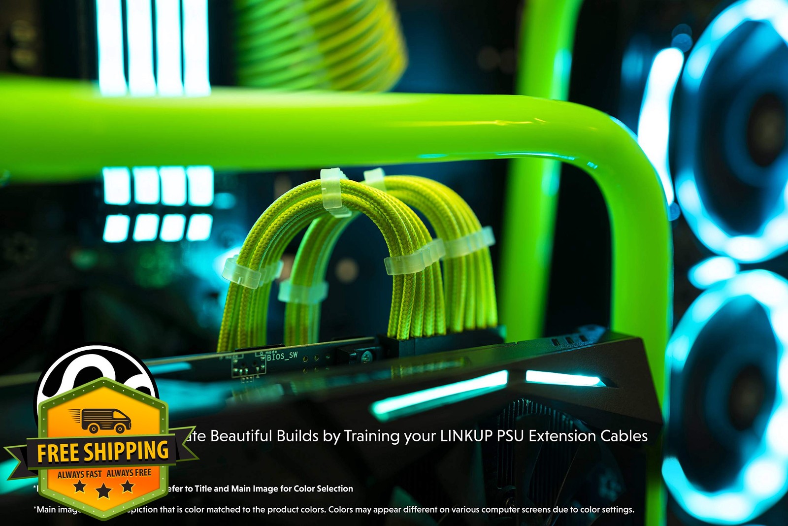 LINKUP – AVA 30cm PSU Cable Extension Sleeved Custom Mod GPU PC Braided w/Com…