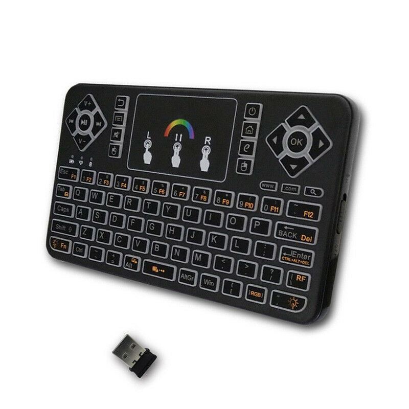 Mini 7 Color Backlit Handheld 2.4 USB Wireless Keyboard Keypad Fly Mouse Remote