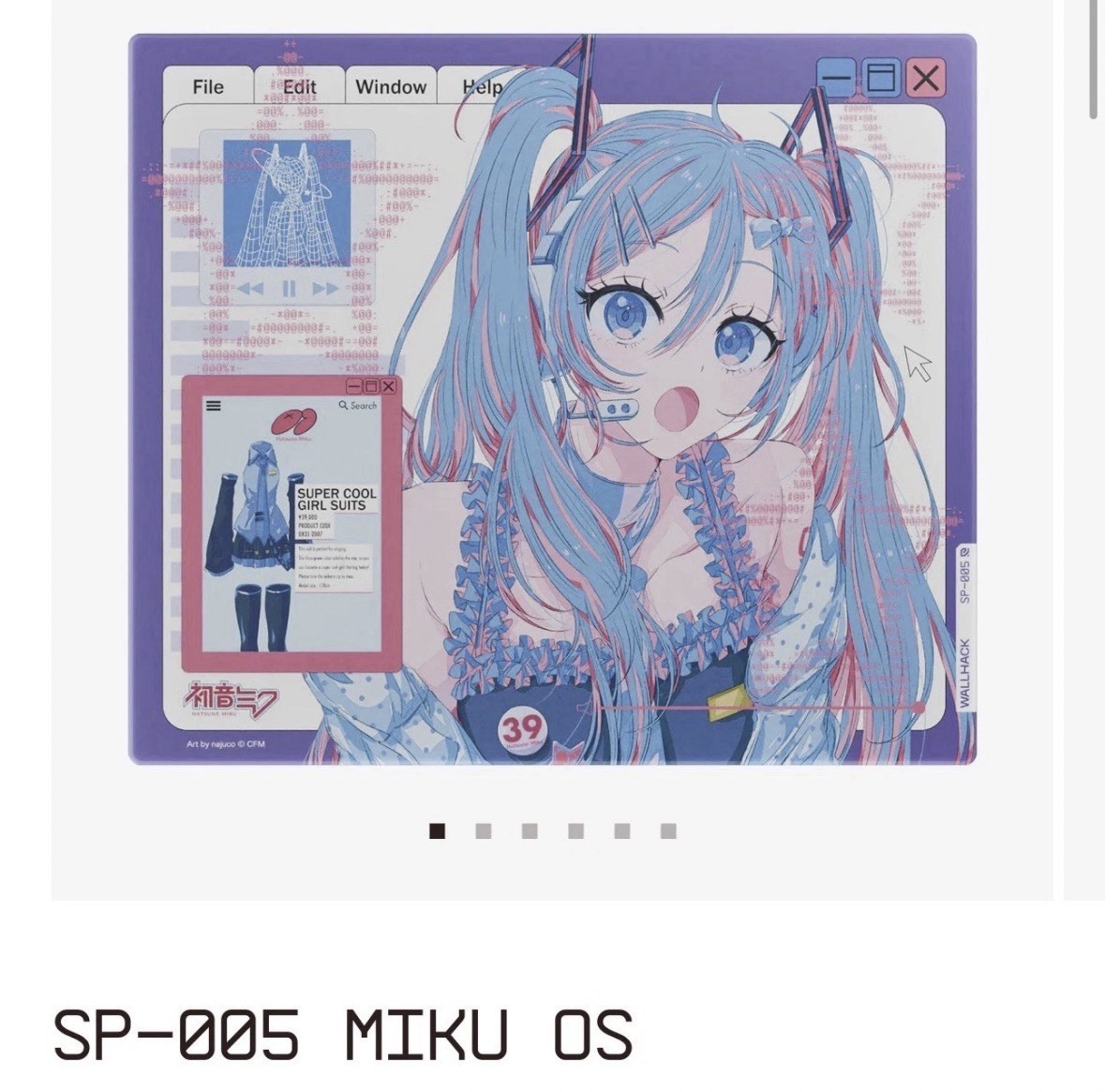 Wallhack SP-005 Miku OS Glass Mousepad IN HAND SHIPS ASAP