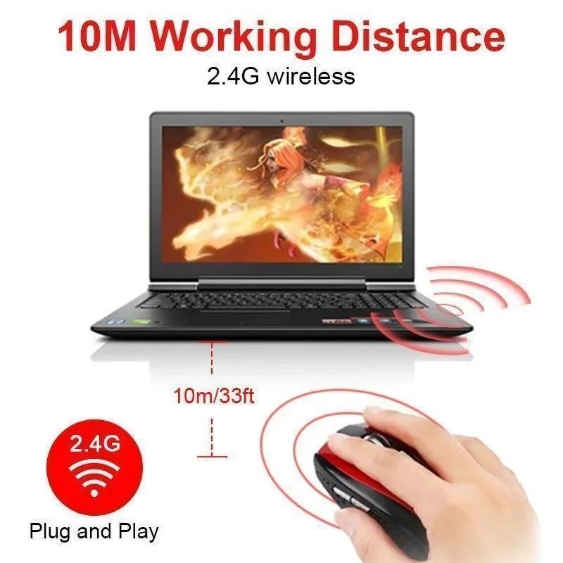2 Wireless Optical Mouse Mice 2.4GHz USB Receiver For Laptop PC Computer DPI USA