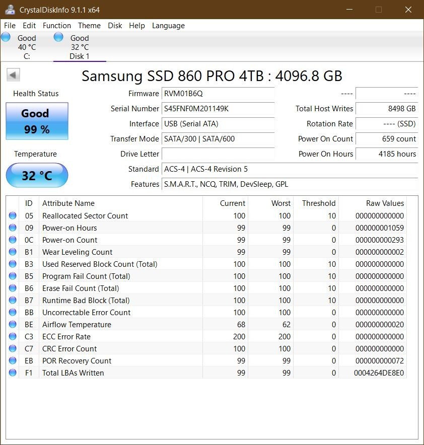 Samsung 860 Pro 4TB 3D V-NAND SSD (MZ-76P4T0) SATA III 6Gb/s 2.5″ 7mm