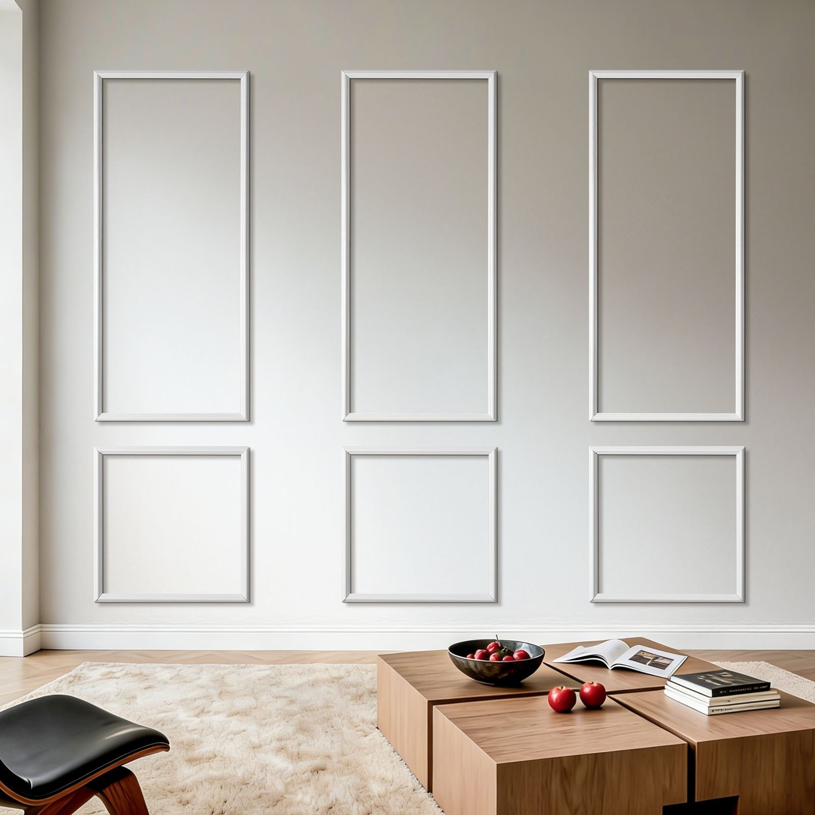 Wall Molding 3 Pack, Wainscoting Panels Kit, Lightweight Paintable Polystyrene,