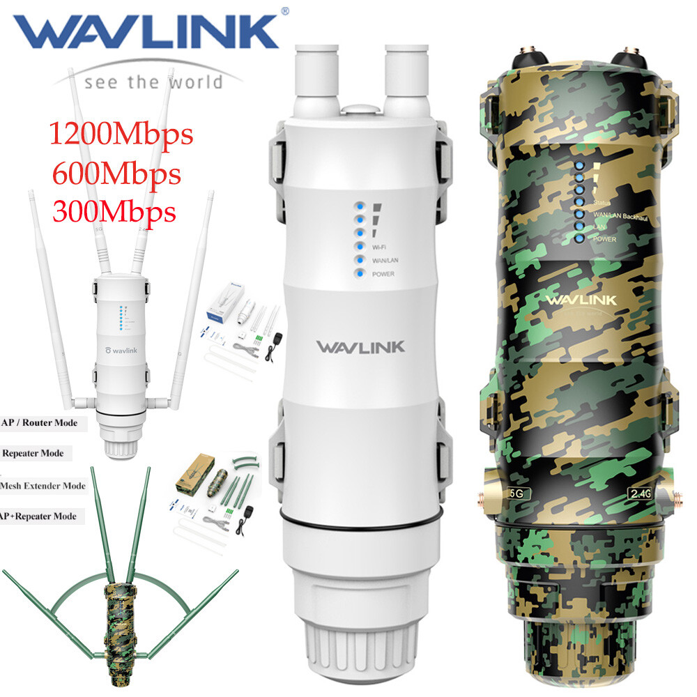 WAVLINK AC1200 AC600 Outdoor Range Extender WiFi Router Booster for 50-200m ip67
