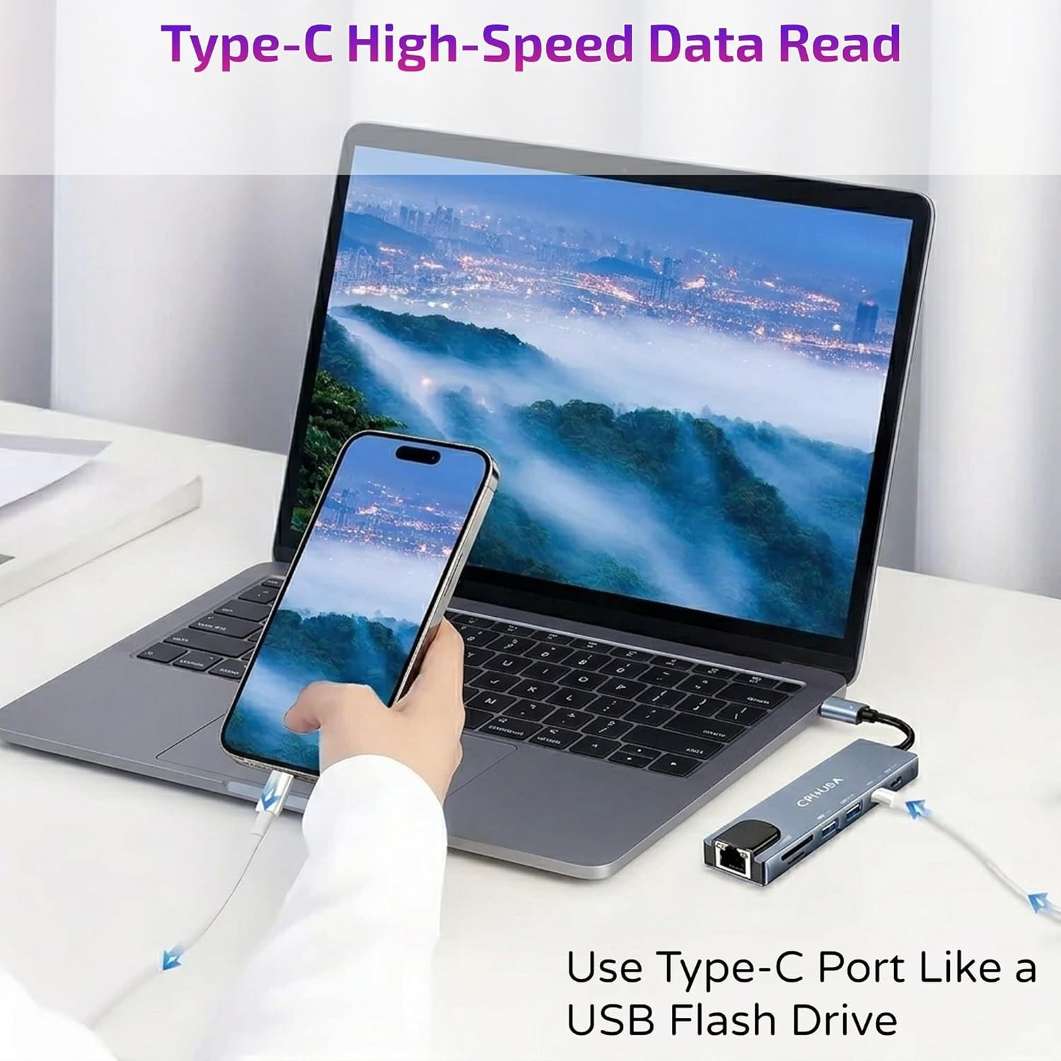 8-in-1 USB C Docking Station, Type C Hub with 4K HDMI Output, Gigabit Ethernet