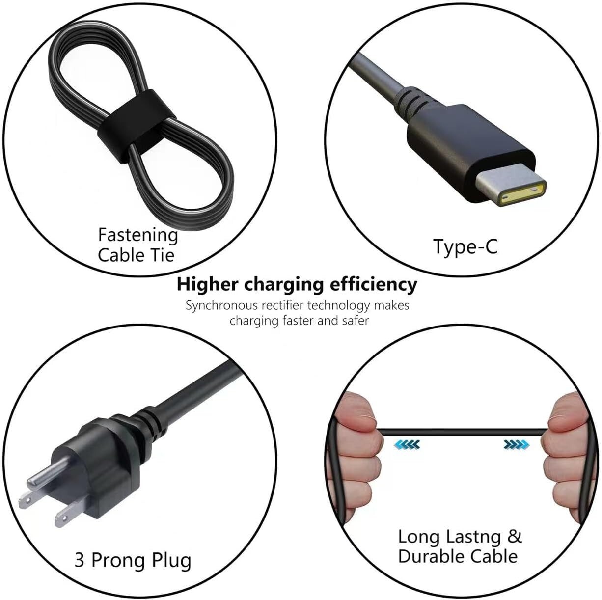 Genuine 45W USB-C Charger AC Adapter For Lenovo Chromebook 100e 300e 500e c330