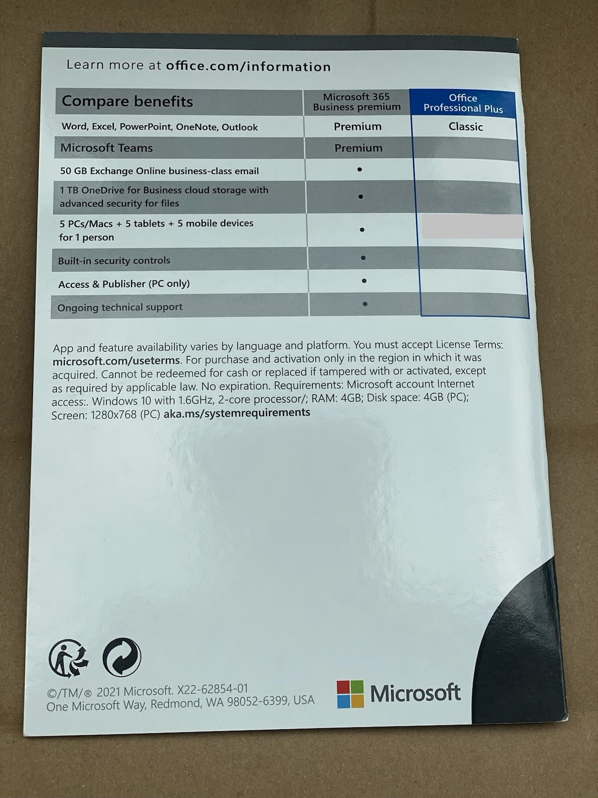 DEFECTIVE 5 PCs Microsoft Office Pro Plus 2021 Retail Lifetime Disc Lif G3D