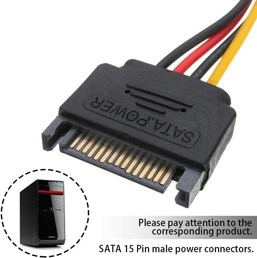6″ SATA 15-Pin Male to Dual 4-Pin Molex Female Y Splitter, 308977