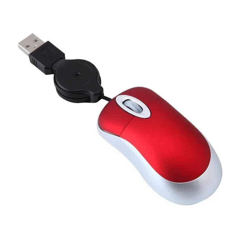 Mini Portable Wired Retractable Mouse Computer Mause Small Hand USB Optical 1000