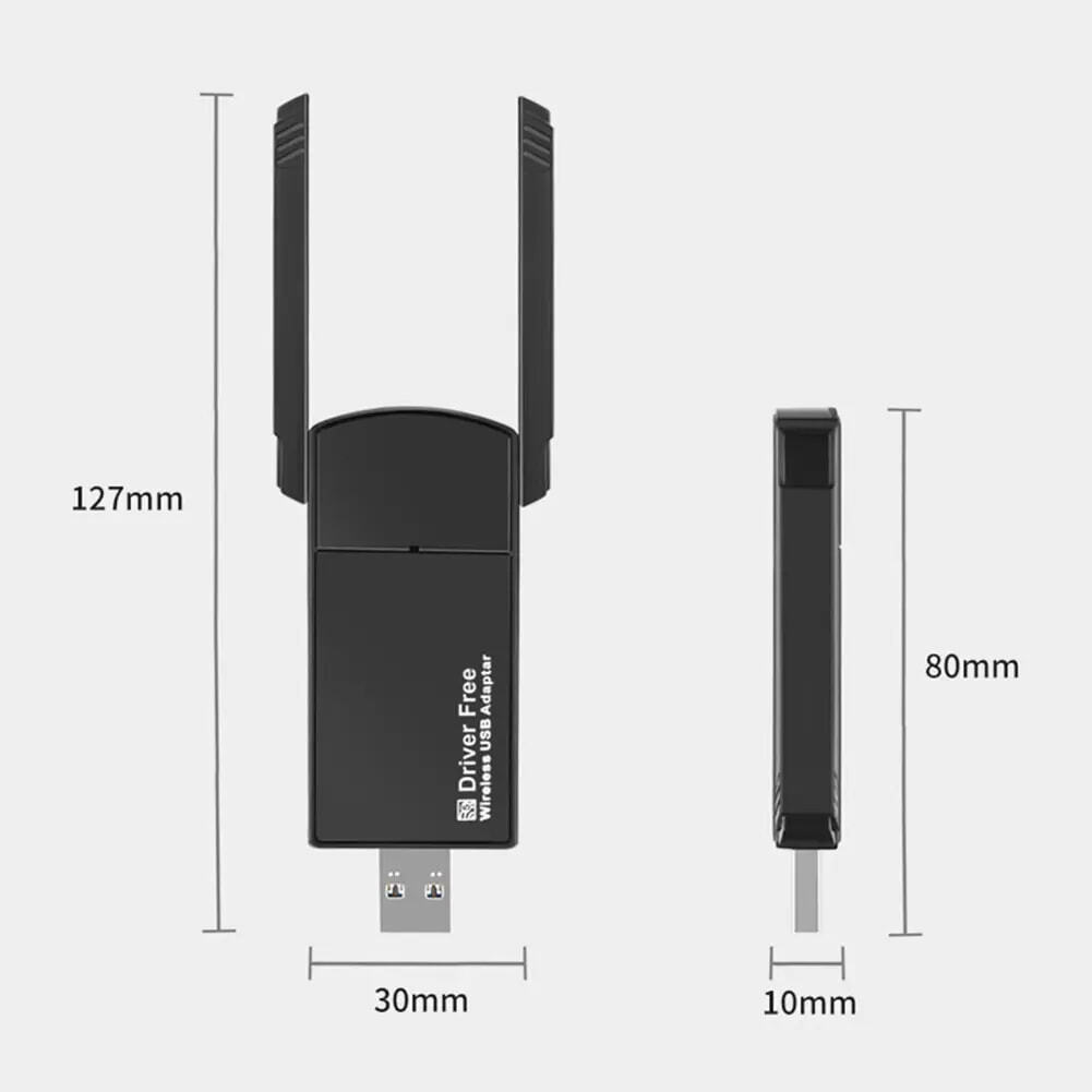 2X1 USB 3.0 Wireless WIFI Adapter 1300Mbps Long Range Dongle Dual Band Network
