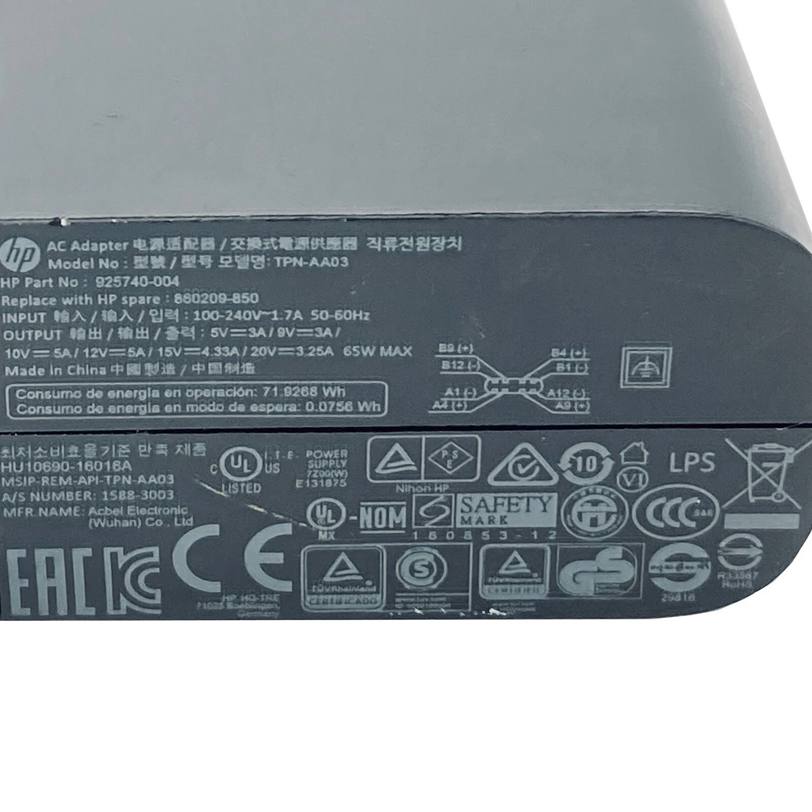 Genuine AU 20V 3.25A 65W USB-C L30757-004 TPN-AA03 For HP Elitebook x360 1040 G5