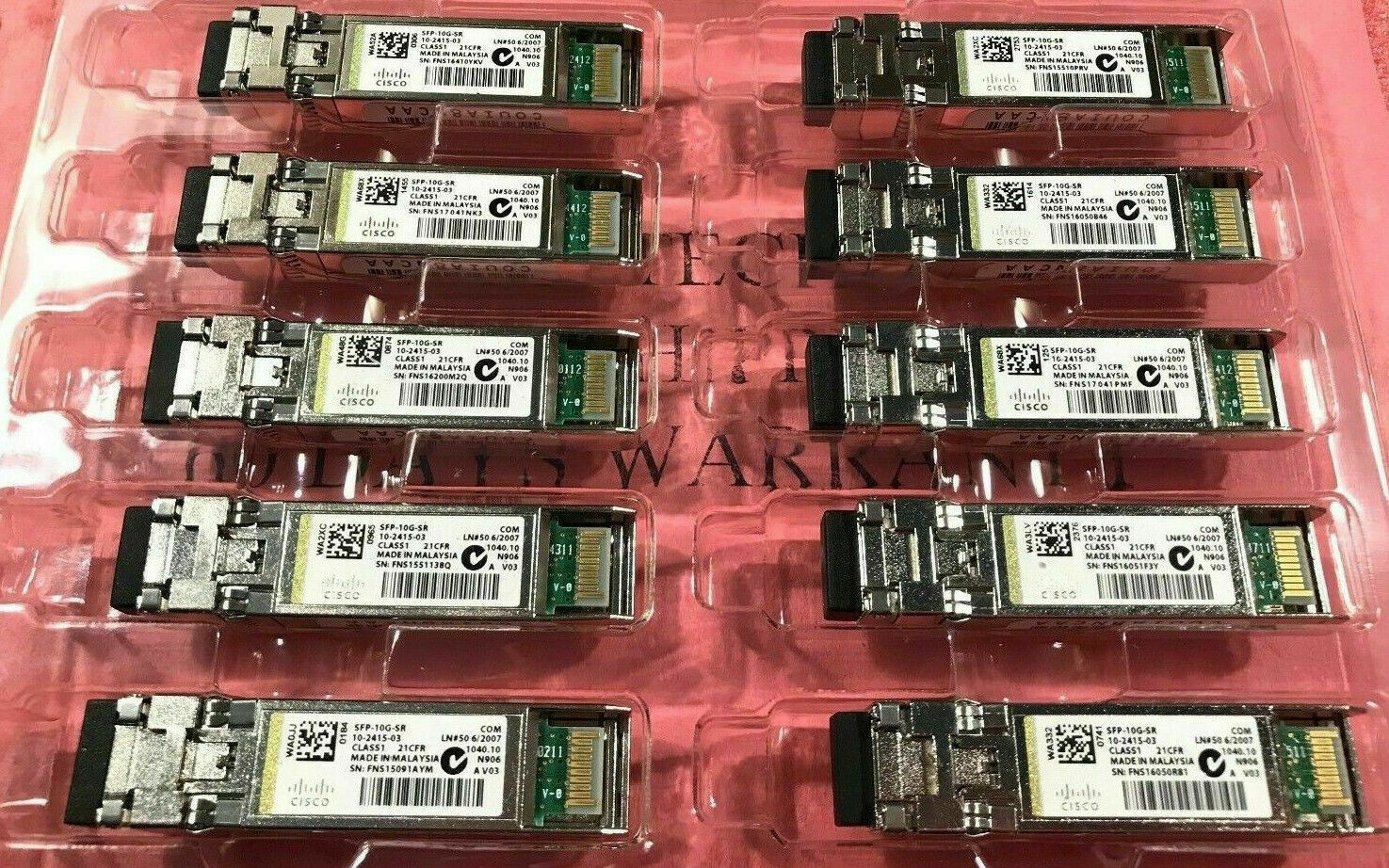 Lot of 32 Genuine Cisco 10Gb SFP-10G-SR 10-2415-03 V03 SFP+ Transceiver Malaysia