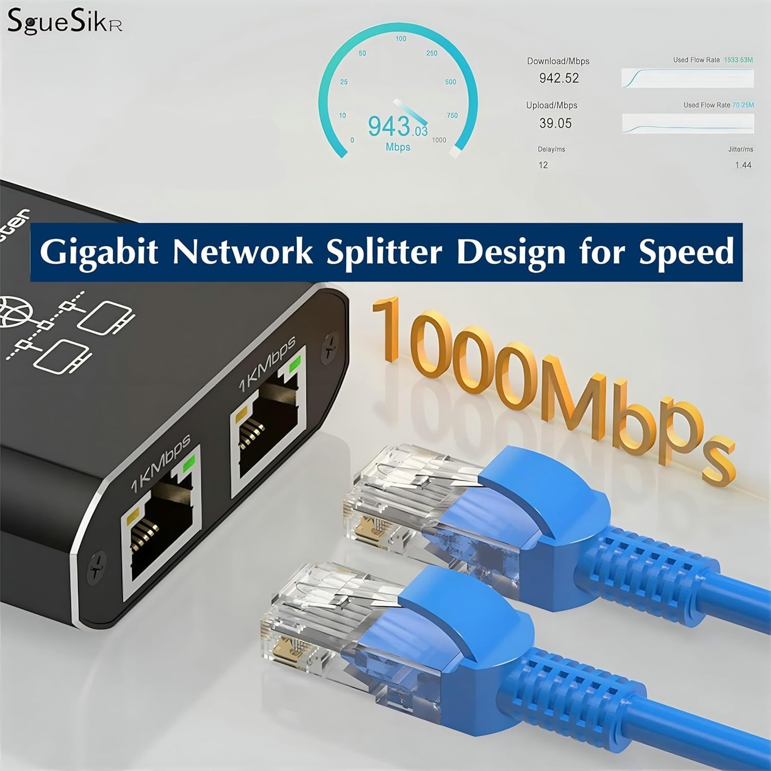 Gigabit Ethernet Splitter RJ45 LAN Network Adapter 1 to 4 Port 1000Mbps for PC