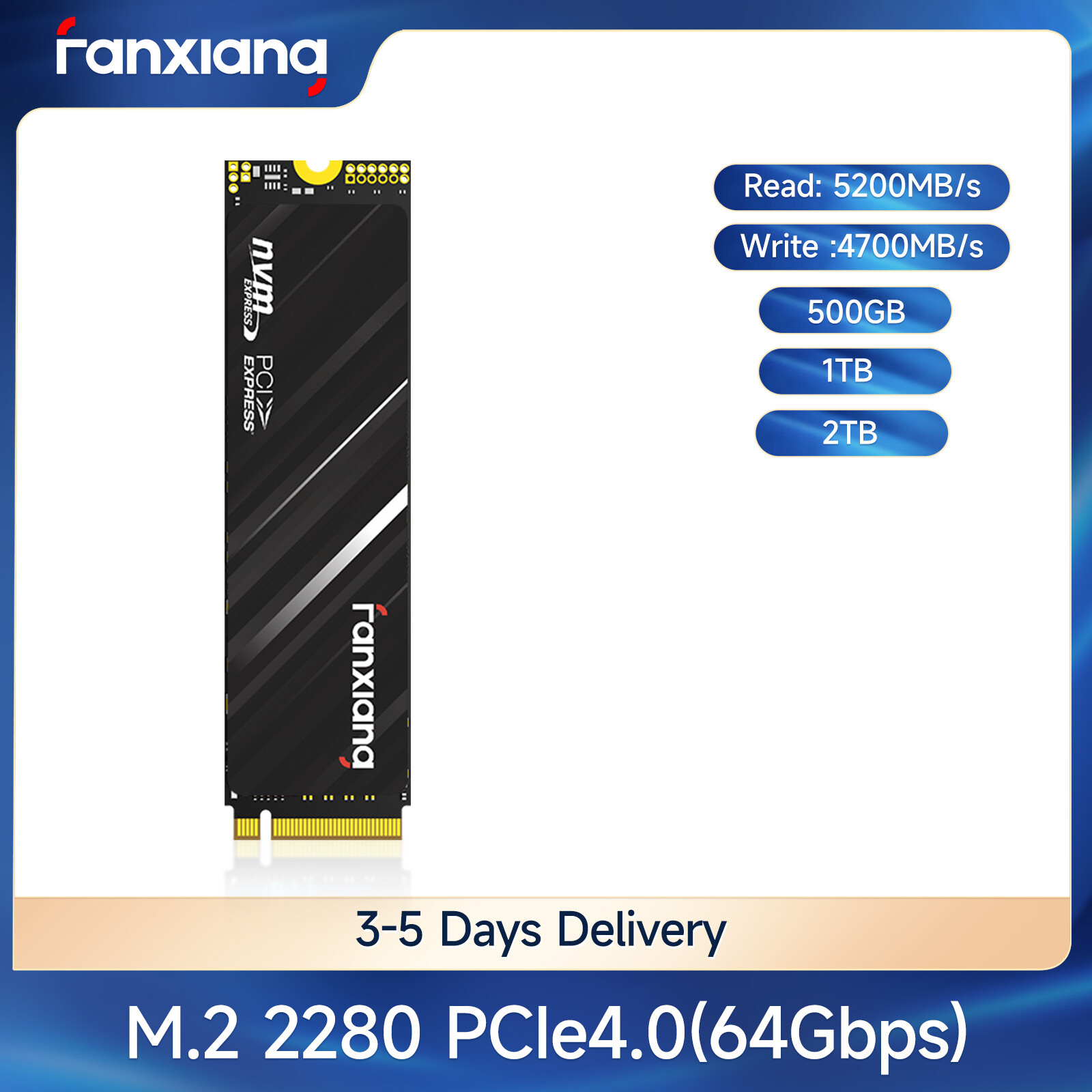 Fanxiang 1TB 2TB SSD M.2 2280 NVMe PCIe Gen 4.0 x 4 Internal Solid State Drive