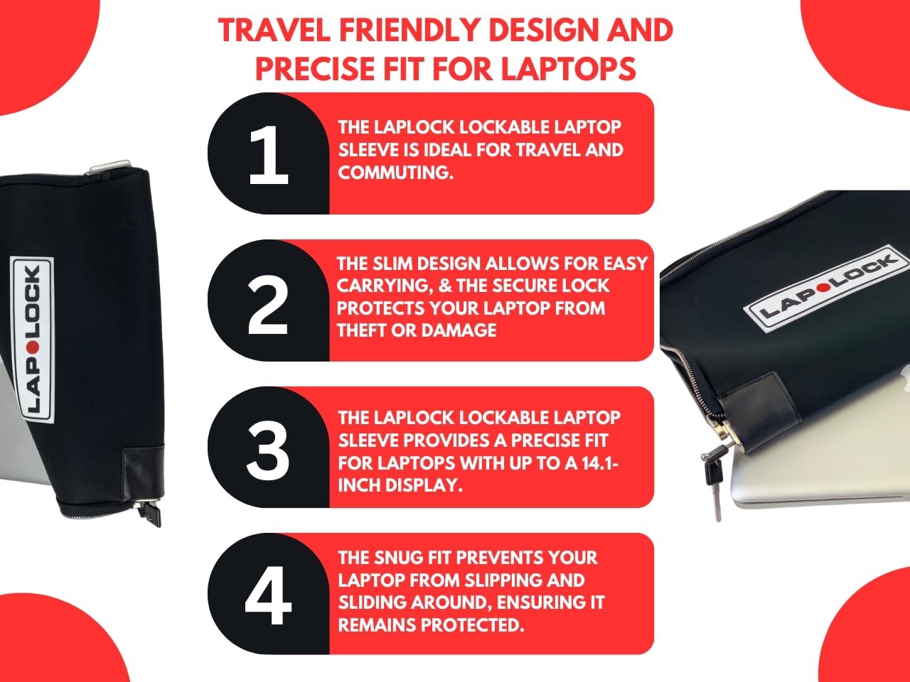 14 inch Laptop Sleeve Lockable with Key Lock HIPAA Compliance