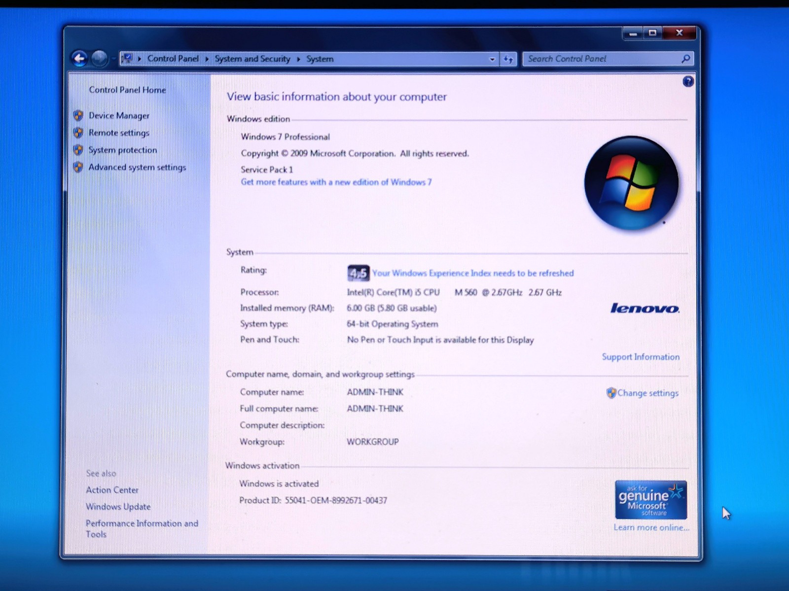 Lenovo ThinkPad T410 14″ Laptop, i5-M560/6GB RAM/250GB HDD/Windows 7 Pro