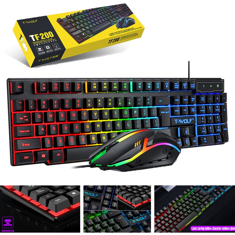 Gaming Keyboard and Mouse Combo – LED Backlit RGB Keyboard – Desktop Keyboard