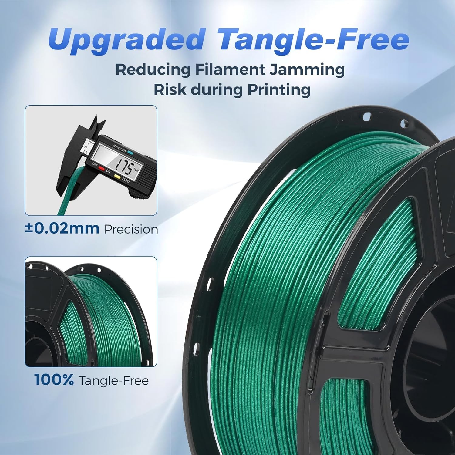 FLASHFORGE Rapid PLA 3D Printer Filament 1.75mm 1KG Aurora Green Max 500mm/s