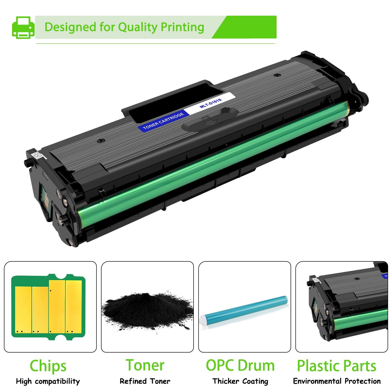 3PK MLT-D101S 101S Black Toner Cartridge For Samsung SCX-3405W Printer