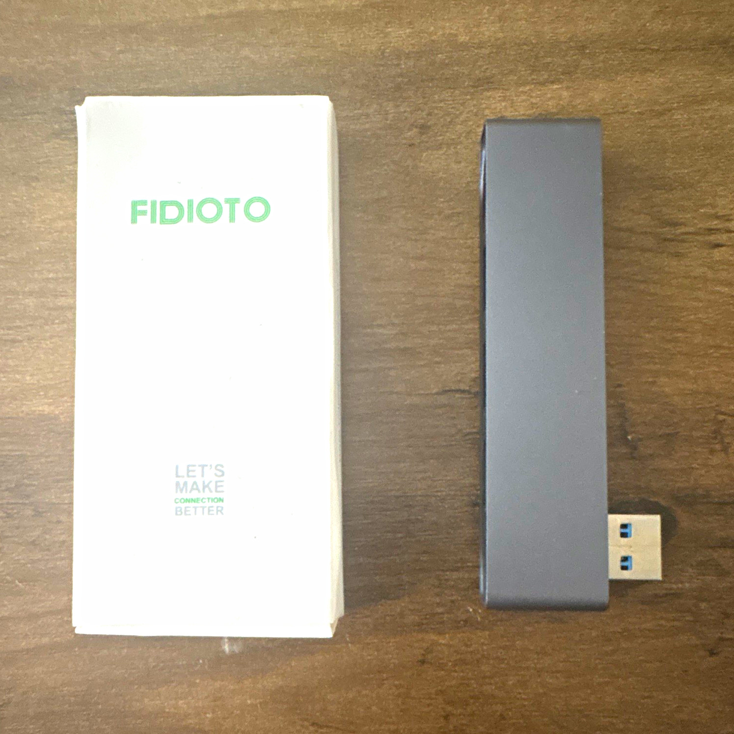 FIDIOTO USB 3.0 4-Port USB-A Hub/Splitter Box Type-A Male Portable Gray