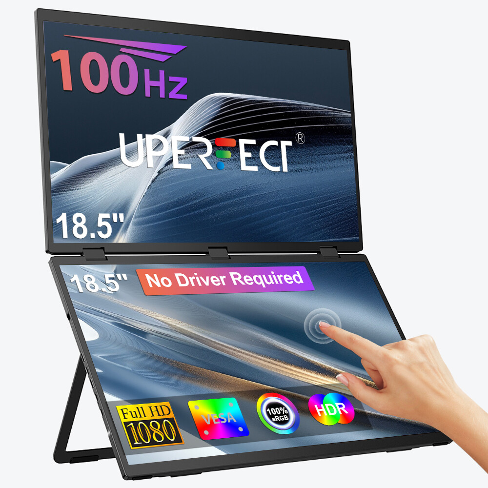 18.5″ Touchscreen Dual Monitor 1920×1080 100Hz Foldable USB-C Laptop Display
