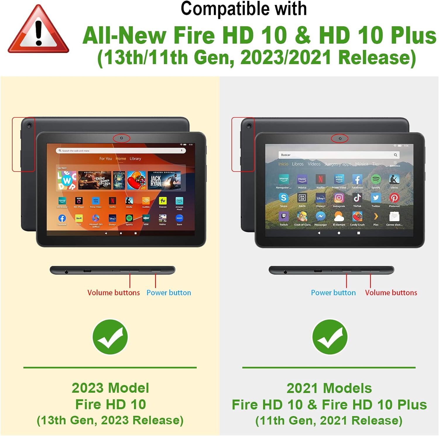 Folio Case for Amazon Fire HD 10 (13th/11th Gen, 2023/2021) Slim Fit Stand Cover