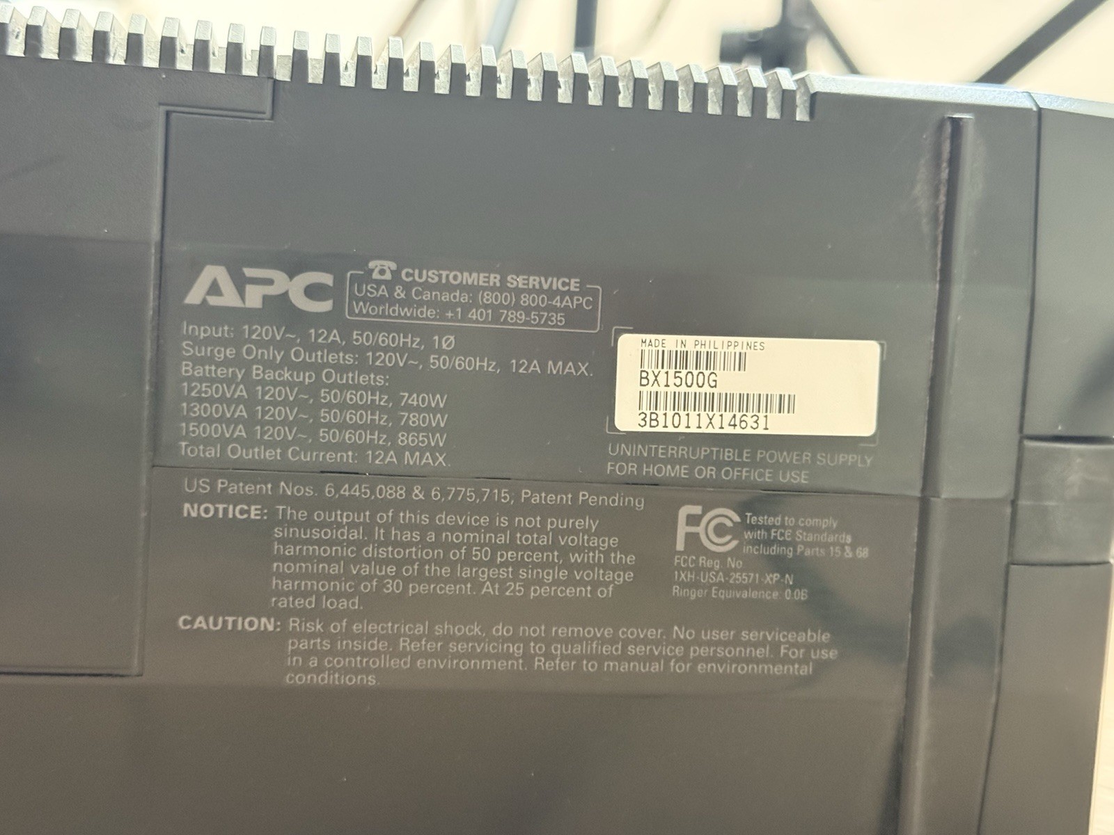 APC Back-UPS XS 1500 BX1500G 865W UPS Battery Backup Surge Protector YES Battery
