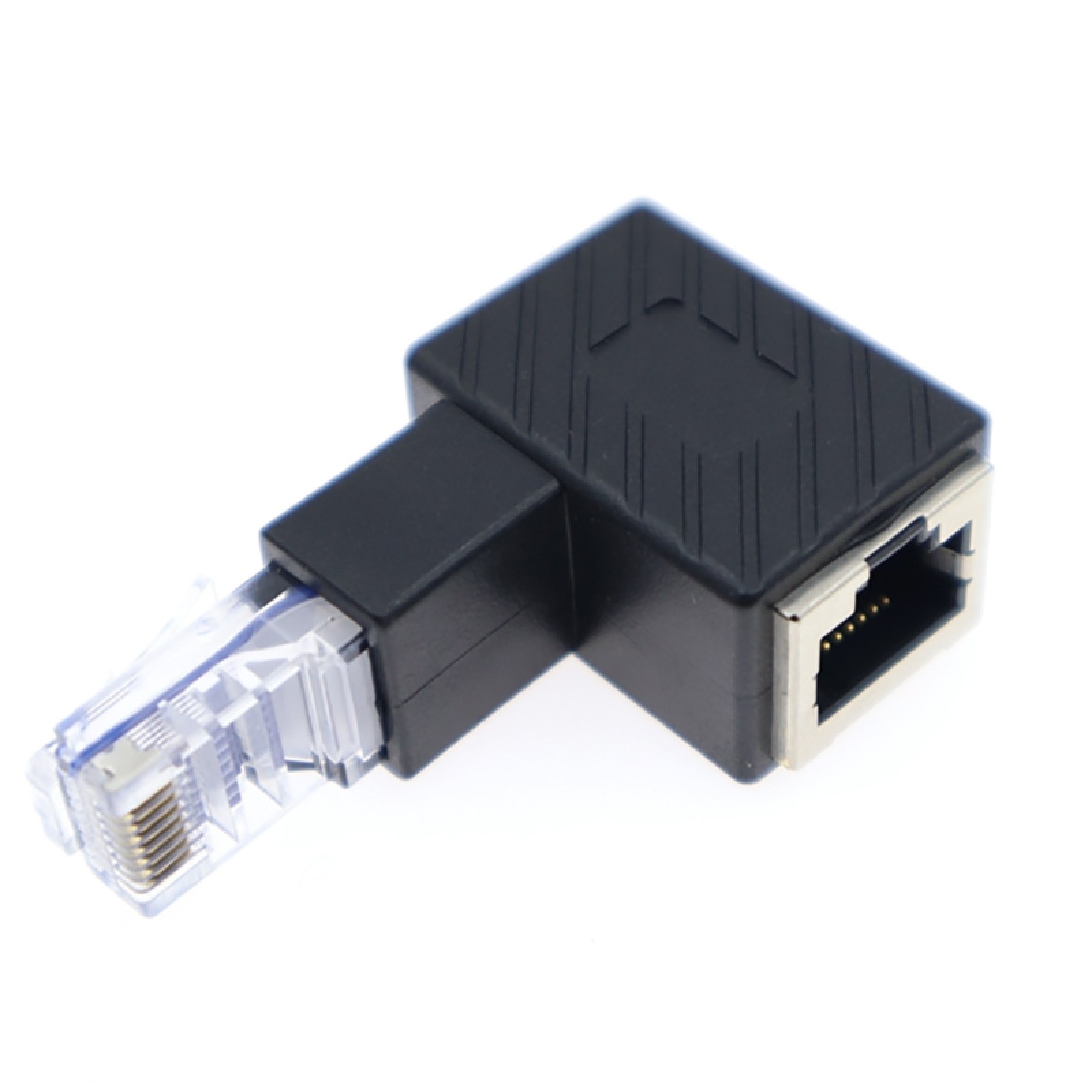 1Pc 90° Up RJ45 Cat 5e Male to Female Lan Ethernet Network Extension Adapter