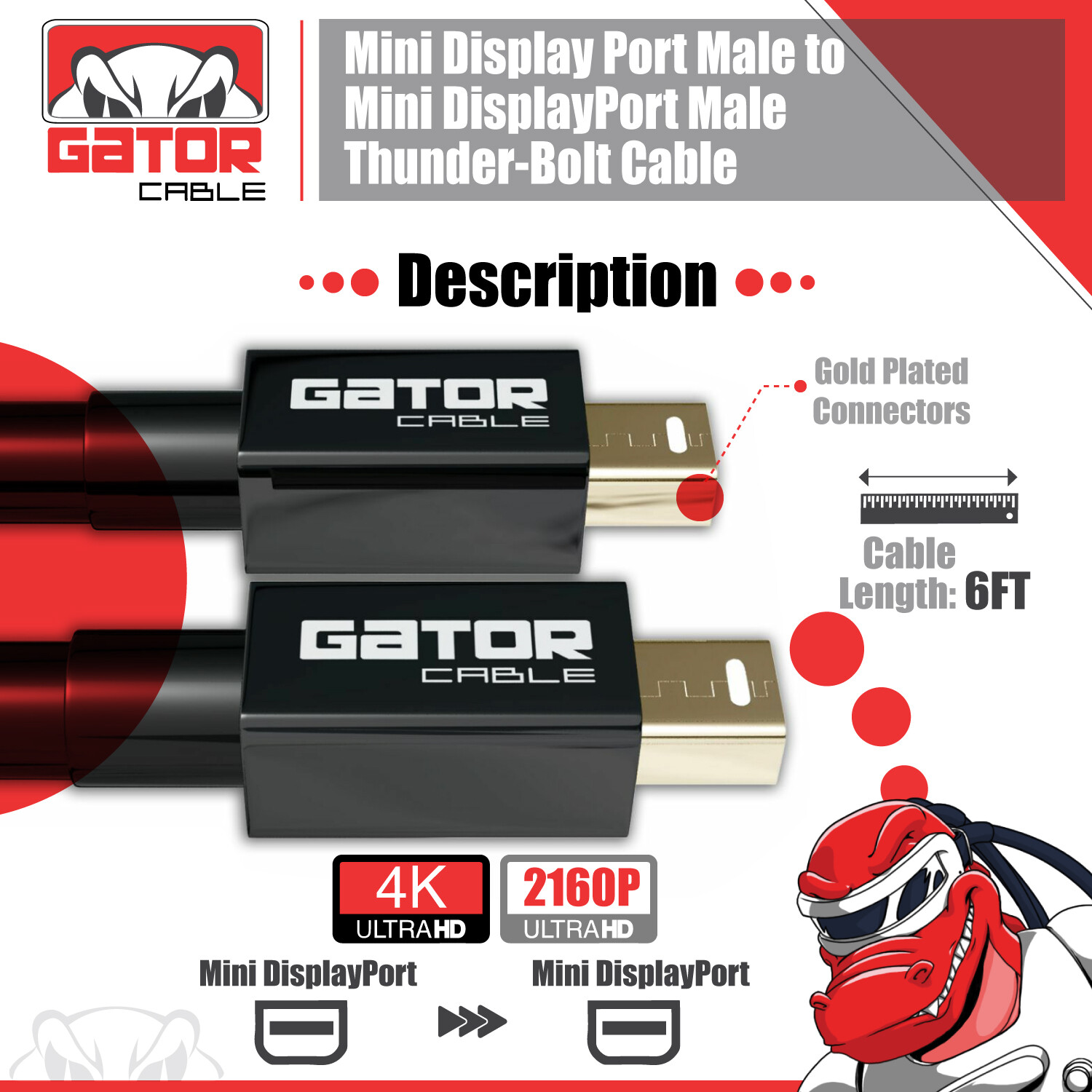 Mini DisplayPort DP to Mini DisplayPort DP Cable 4K 60Hz Video Audio UHD For Mac