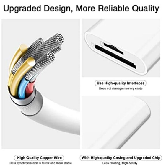 TF/SD Card Adapter Camera Reader for iPad iPhone6 7 8 Plus 13 14 17 Pro X Xs LOT