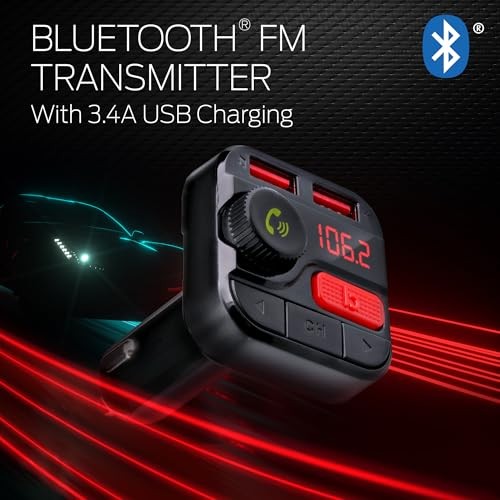 Monster Bluetooth FM Transmitter for Car Cigarette Lighter, Bass Boost, Track