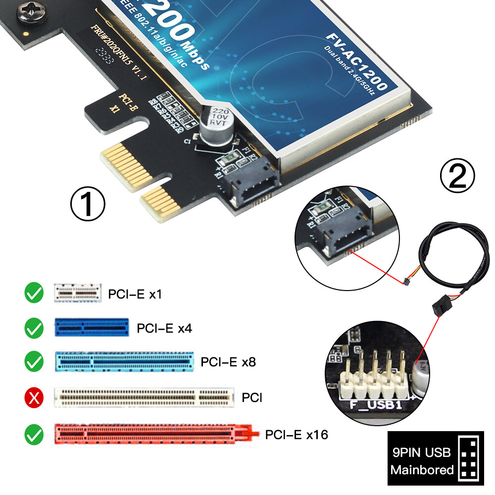 Desktop PC PCI-E WiFi Bluetooth Card 600Mbps Dual Band Wireless Network Adapter