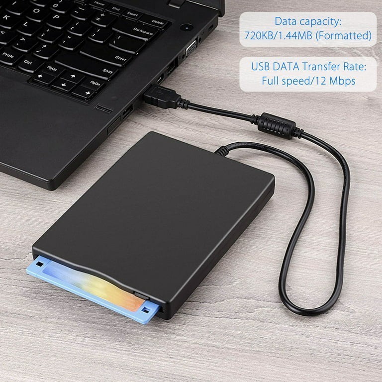 3.5 USB 2.0 Data External Floppy Disk Drive 1.44MB For Laptop PC Win 7/8/10/11