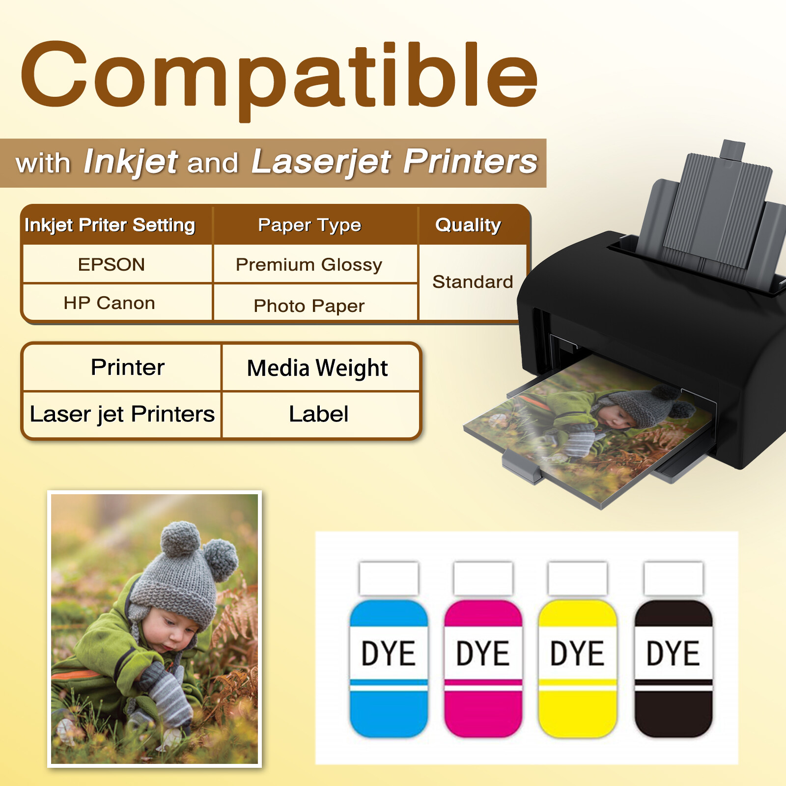 Lot Koala Photo Printer Paper 8.5×11 Glossy / Semi-gloss Thin for Inkjet & Laser