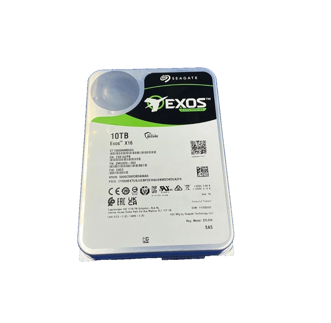 Seagate Exos X16 ST10000NM002G 10TB 7200RPM 12Gb/s SAS 3.5″ Enterprise HDD 4KN/5