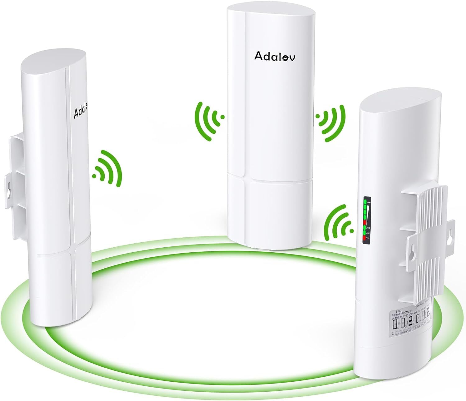 3PCS Wireless Bridge Kit Gigabit Point to 2 Points Outdoor WiFi Bridges 1000Mbps