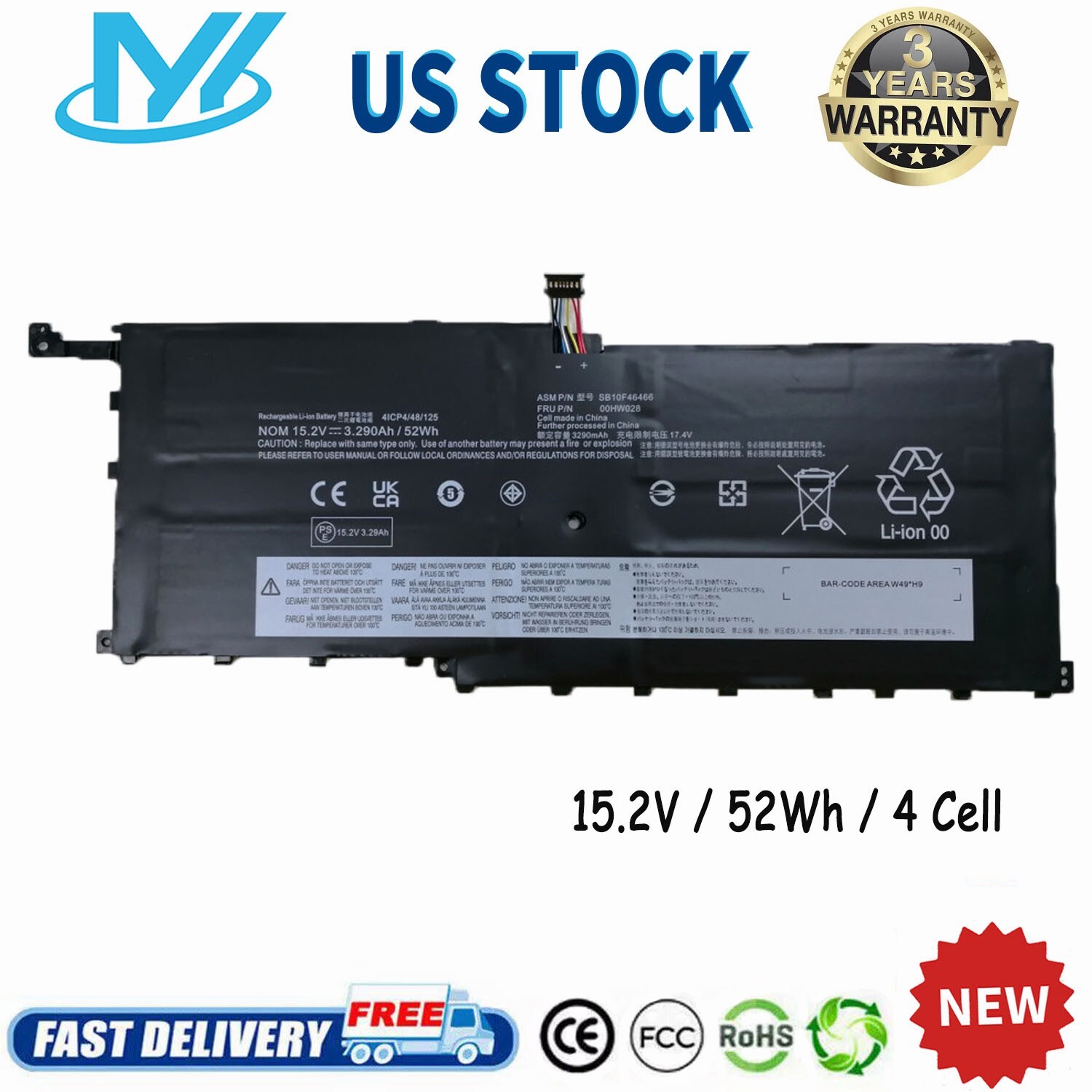 ✅Laptop Battery For lenovo ThinkPad X1 Carbon 4th Gen Yoga 00HW028 00HW029