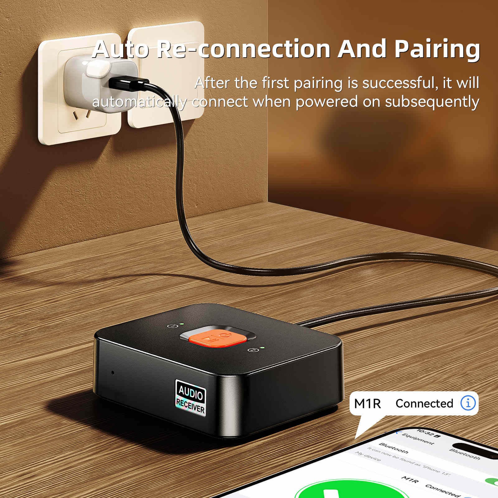 Bluetooth 6.0 Audio Adapter Wireless Receiver for Old Speakers System 3.5mm RCA