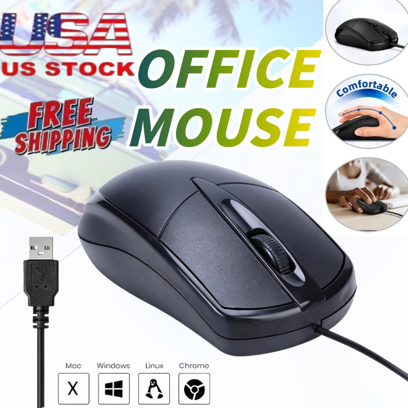 USB 2.0 Optical Wired Scroll Wheel Mouse Mice for PC Laptop Notebook Desktop