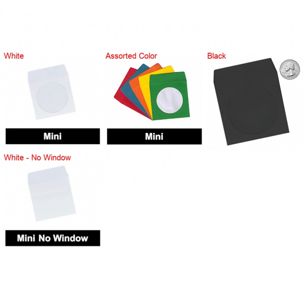Mini Paper CD Sleeves with Window & Flap for 8 cm (3.1 in) CDs Lot