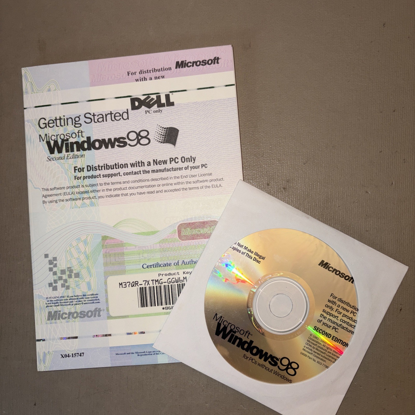 Microsoft Windows 98 Second Edition Full Operating System CD w/ Product Key