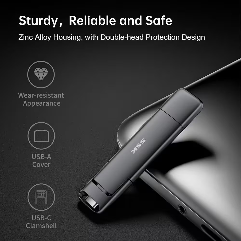 2TB USB Drive External SSD 550Mb/S 2In1 Dual Drive USB Type C+ Solid State Thumb